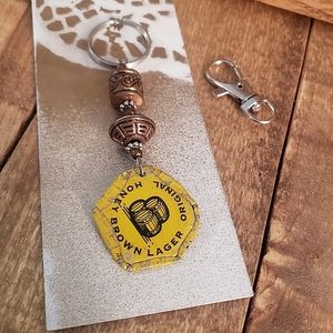 Beercap Keychain Purse Bag Clip Keyring ~Unisex~Recycled~HONEYBROWN Beer~